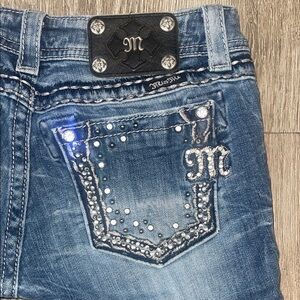 Miss Me Blue Boot Cut Jeans with Embellishments size 27 rhinestone